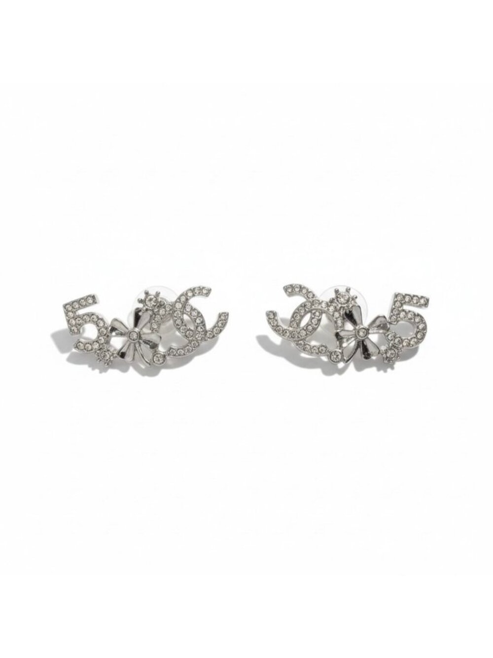 Chanel No5 CC Logo Rhinestone Metal Earrings